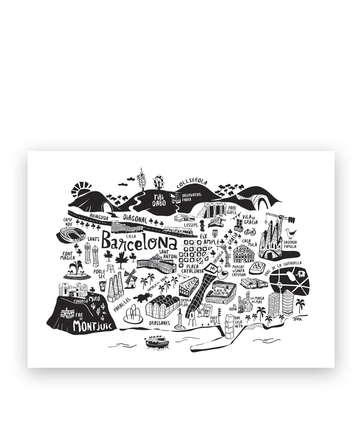 ILUSTRACION MAPA BARCELONA SIRA LOBO