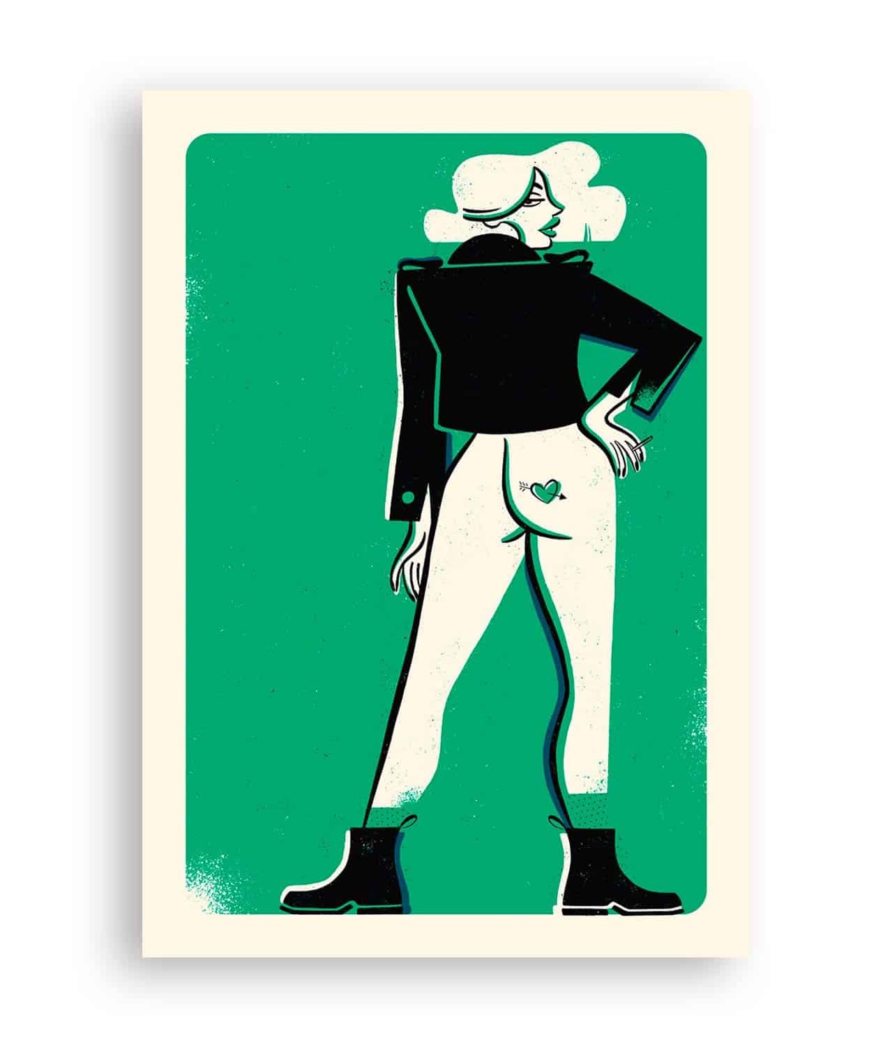 ILUSTRACION PIN UP VERDE FILIPA BELEZA